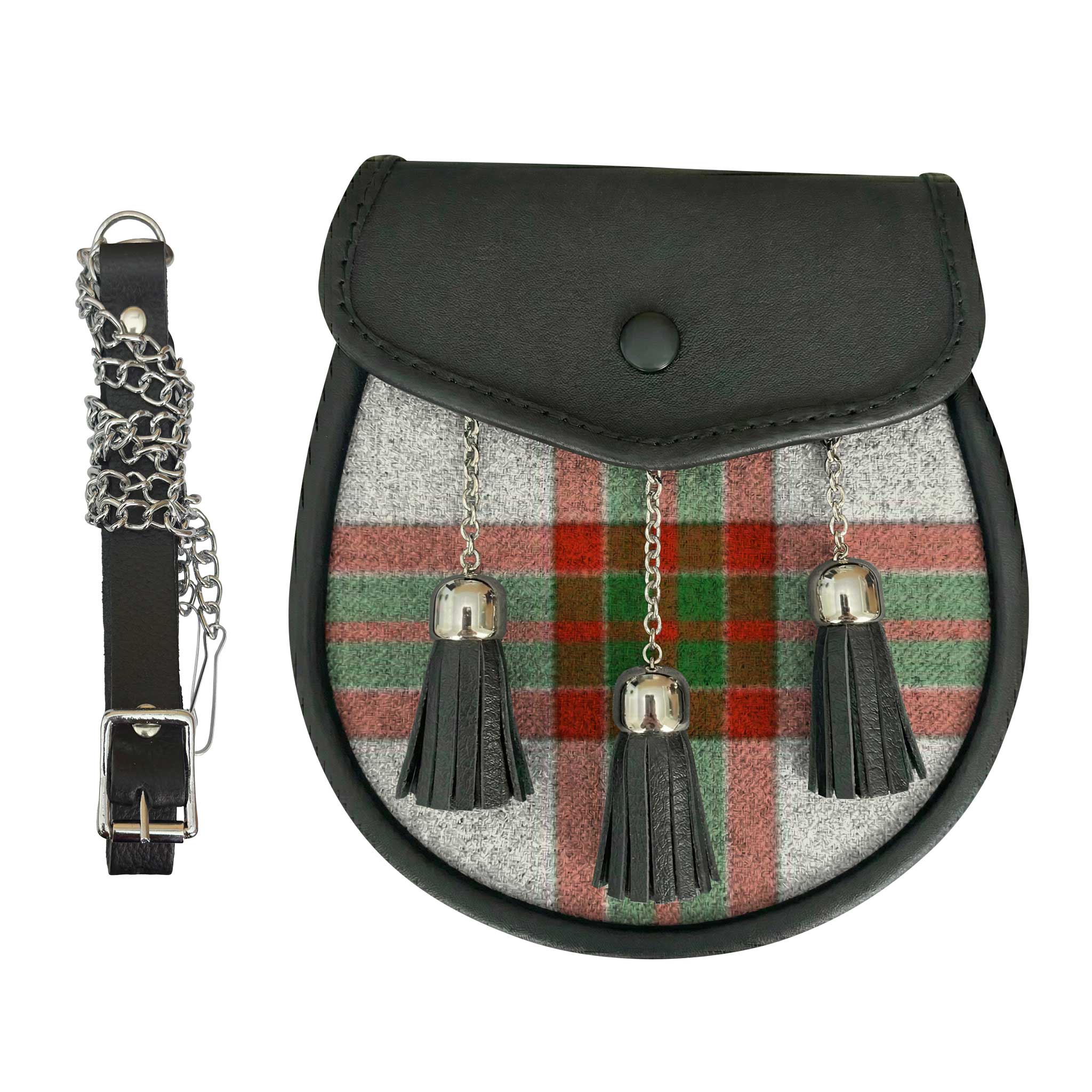 Leather Tartan Sporran With MacBrair Dress Ancient Tartan - Imperial Highland Supplies