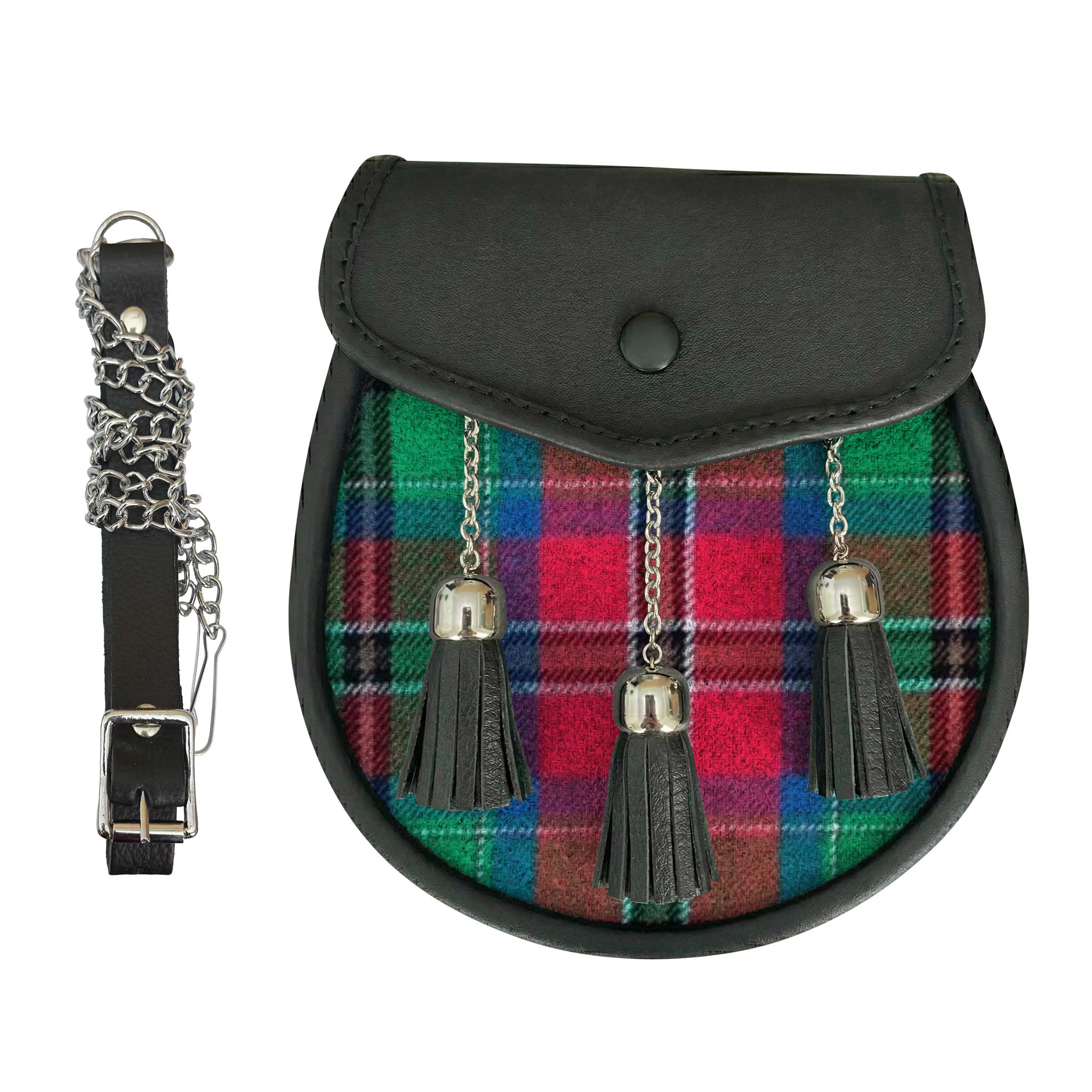 Leather Tartan Sporran With MacCulloch Tartan - Imperial Highland Supplies