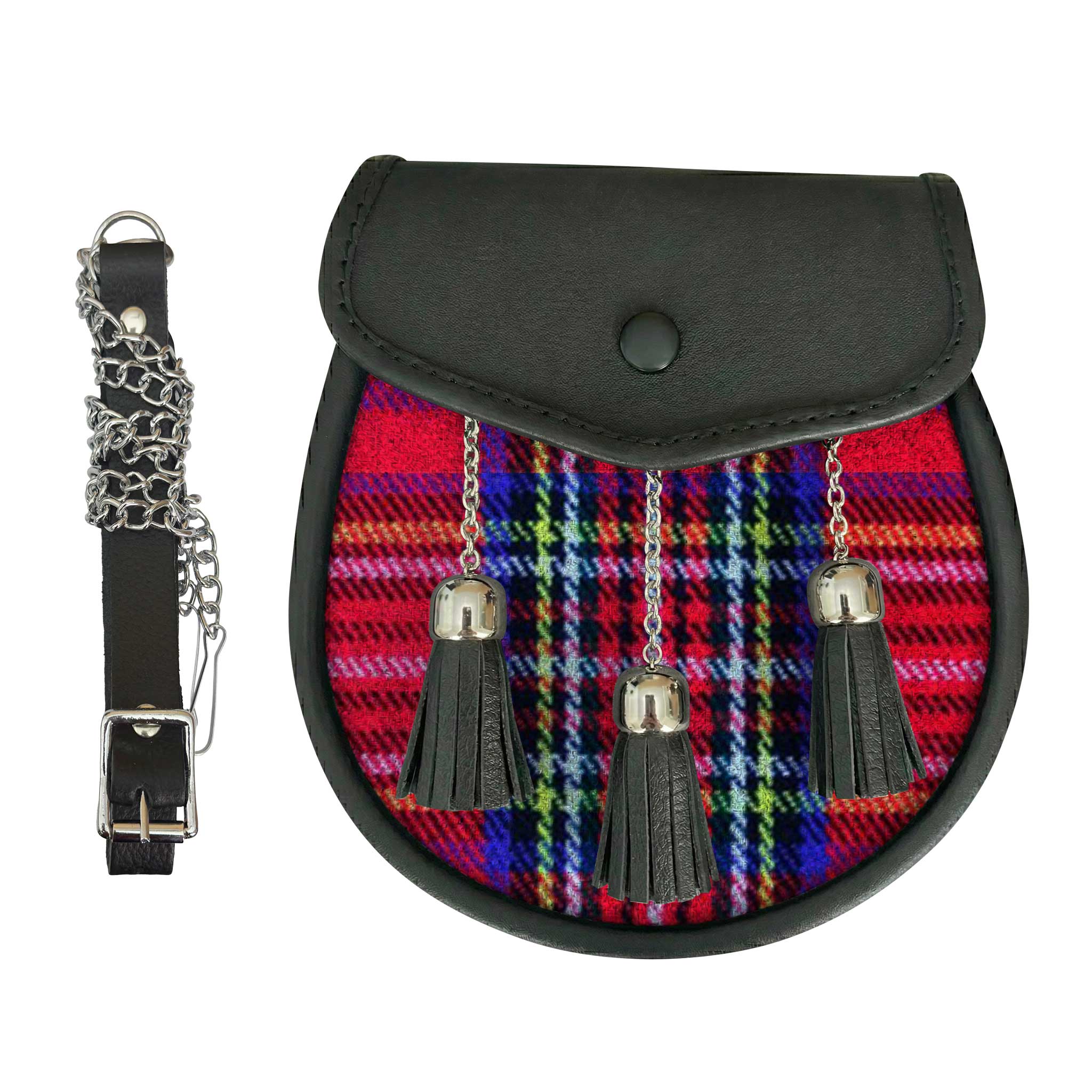 Leather Tartan Sporran Royal Stewart Tartan - Imperial Highland Supplies
