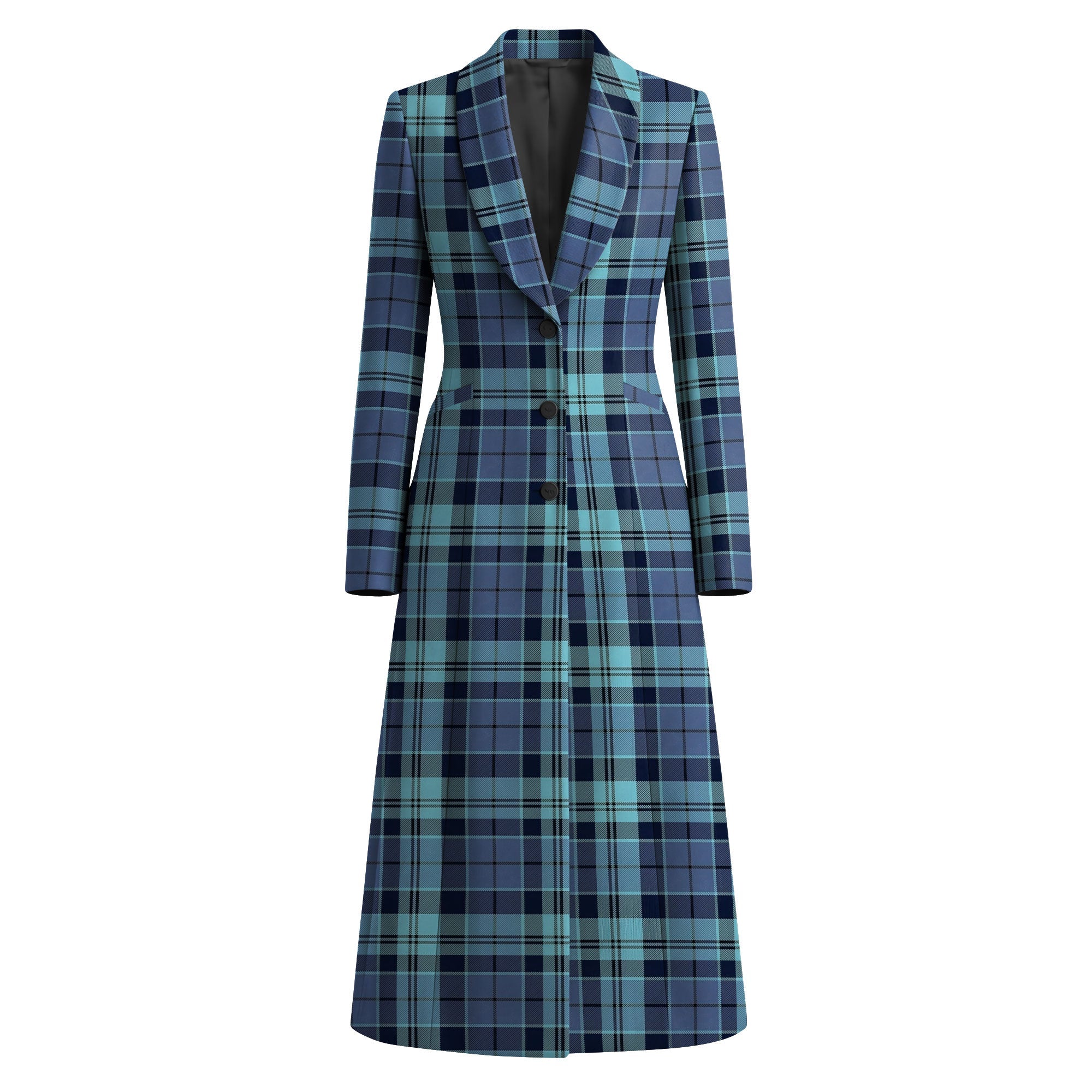 Women's Longline Tartan Jacket Strathclyde Blue Tartan - Imperial Highland Supplies
