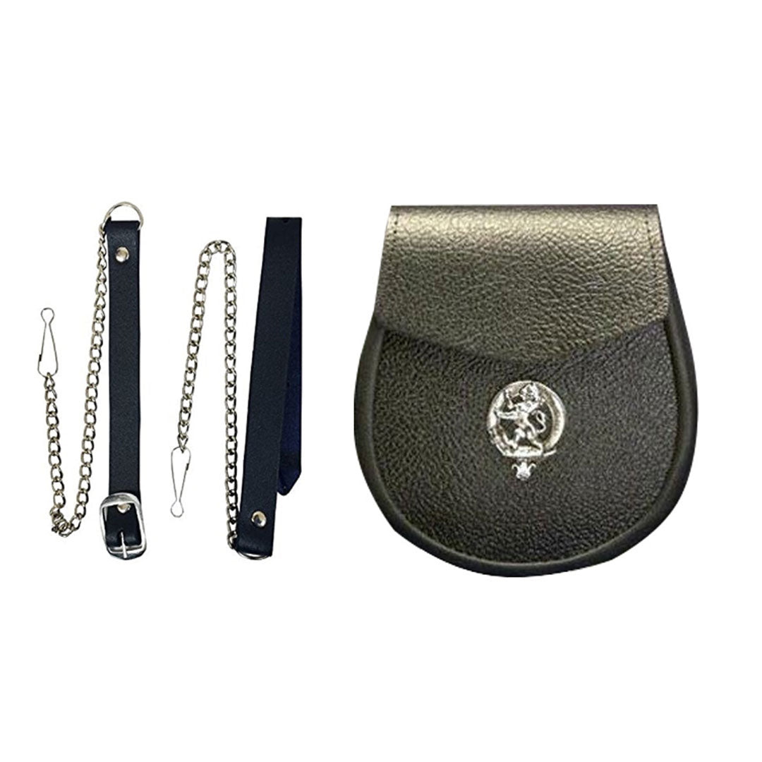 Clan Crest Sporrans Black Grain Leather - Imperial Highland Supplies