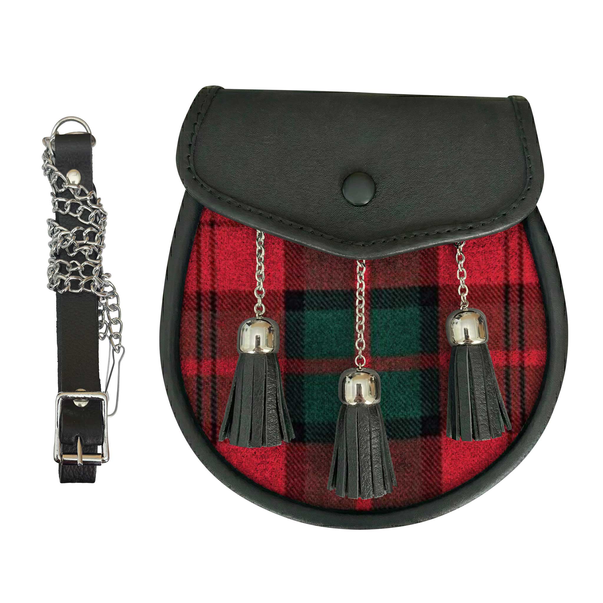 Leather Tartan Sporran With Dunbar Tartan - Imperial Highland Supplies