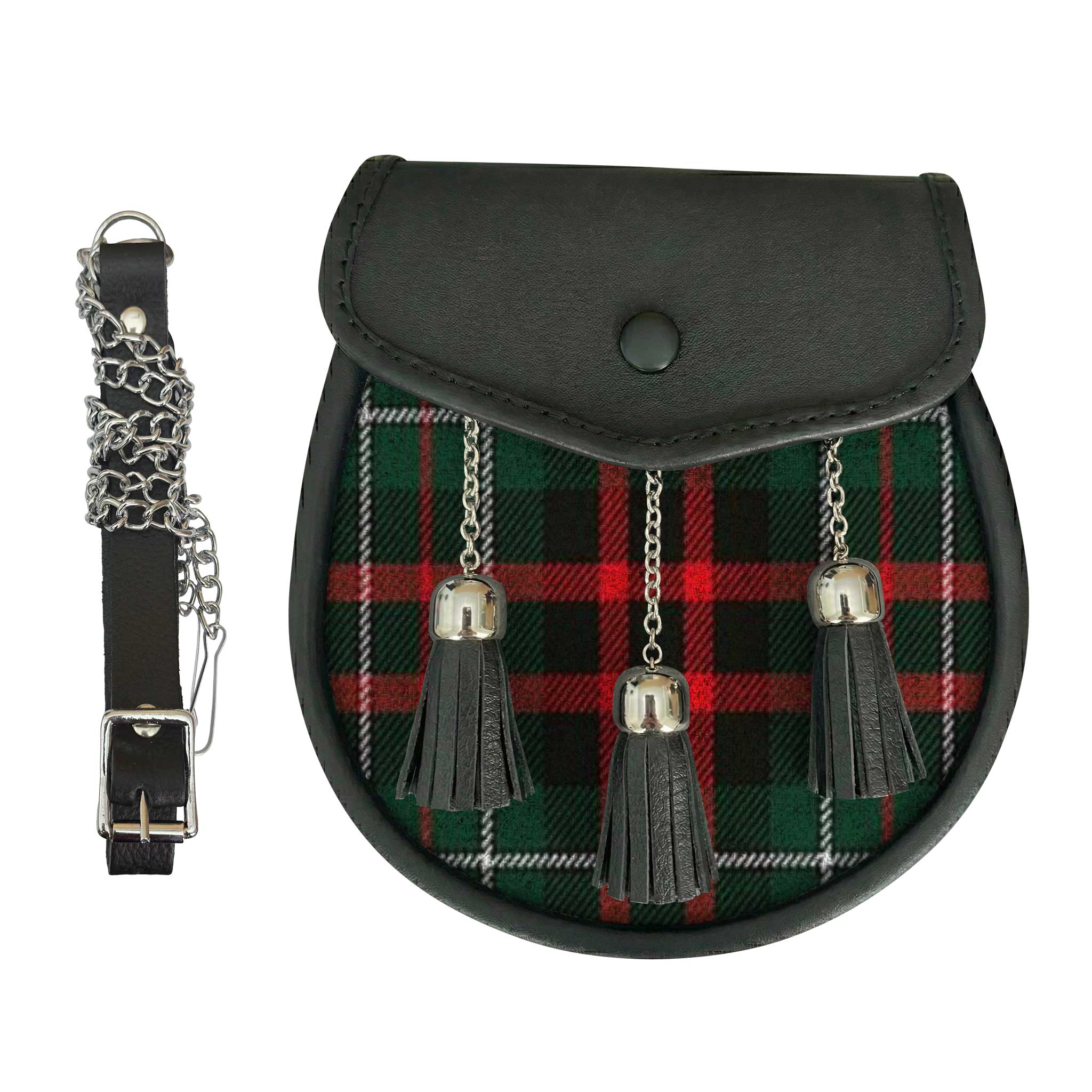 Leather Tartan Sporran With MacDiarmid Ancient Tartan - Imperial Highland Supplies