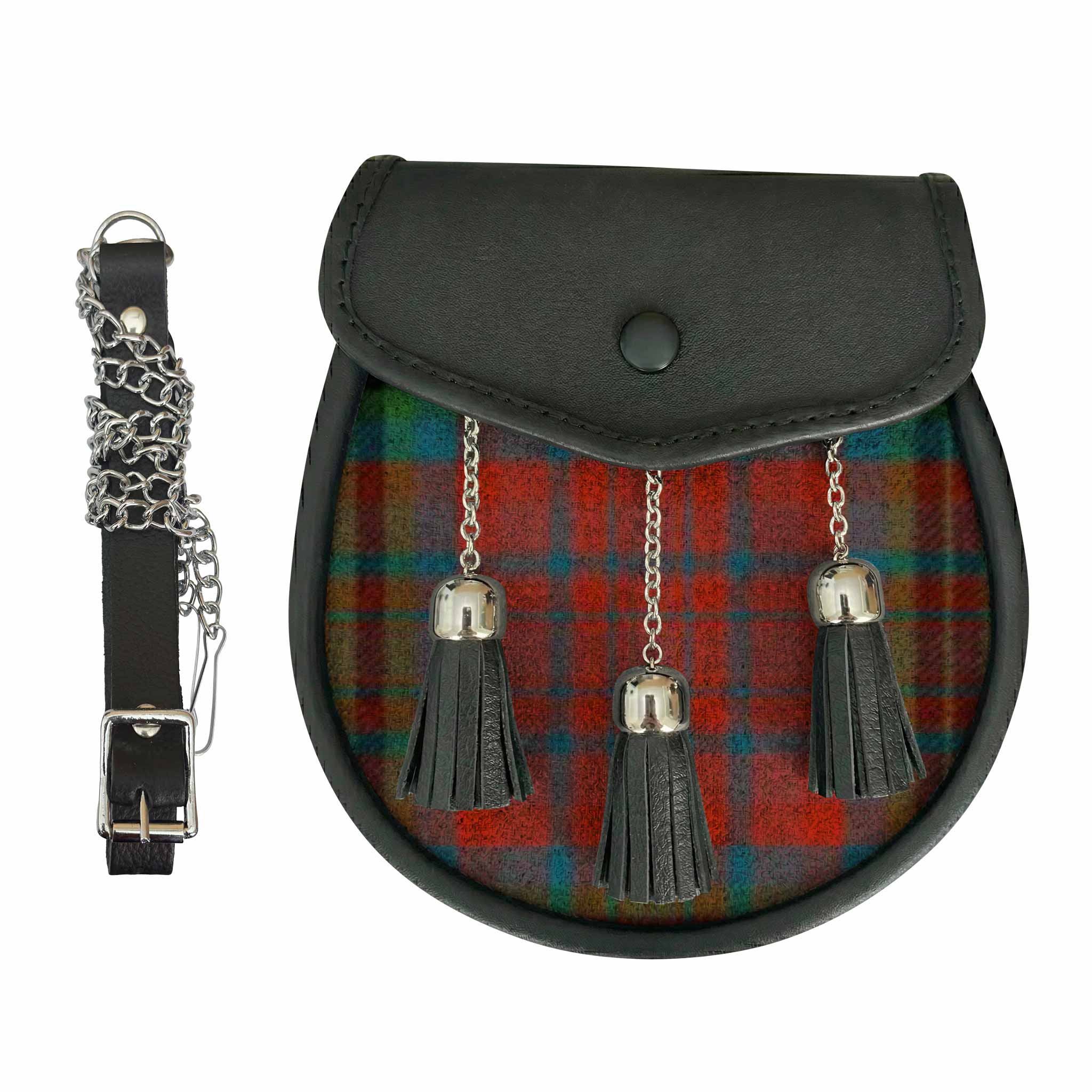 MacEochaidh Ancient Tartan Leather Sporran - Imperial Highland Supplies