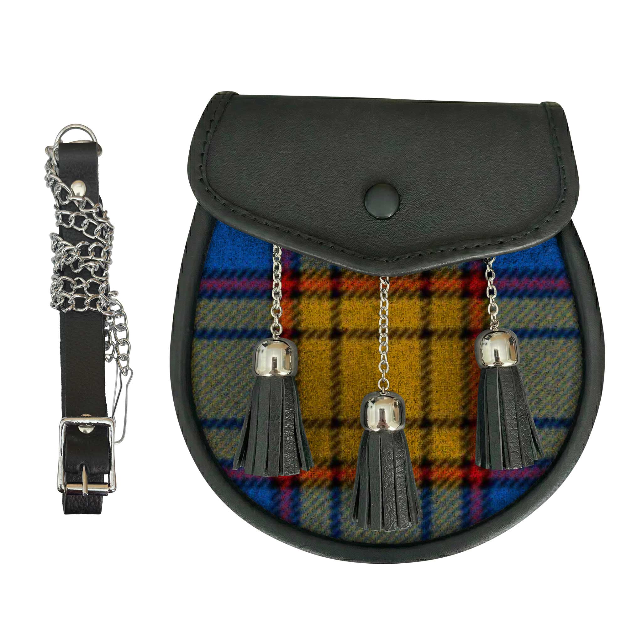 Otago District Tartan Leather Sporran - Imperial Highland Supplies