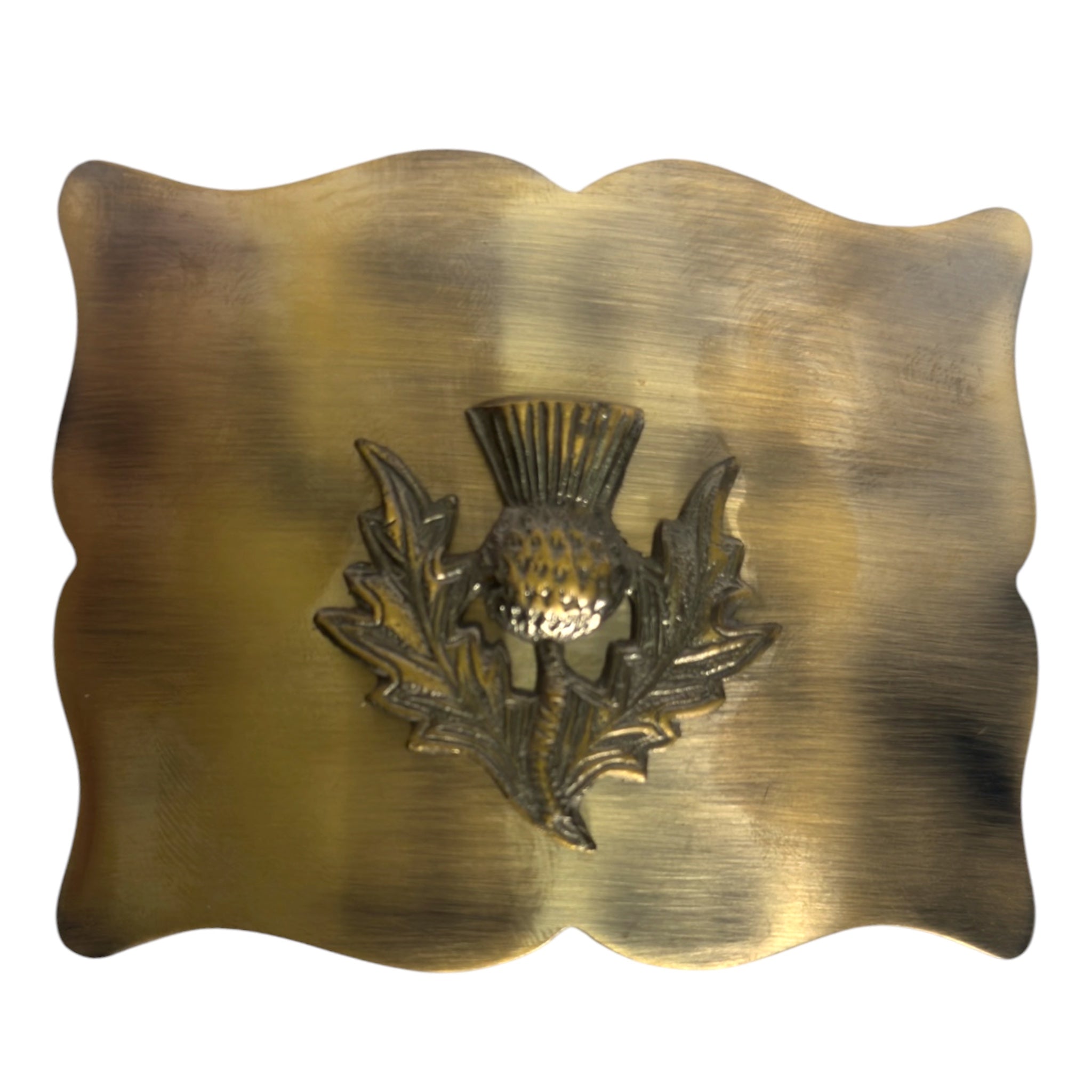 Plain Kilt Belt Buckle Thistle Badge Antique Brass Color