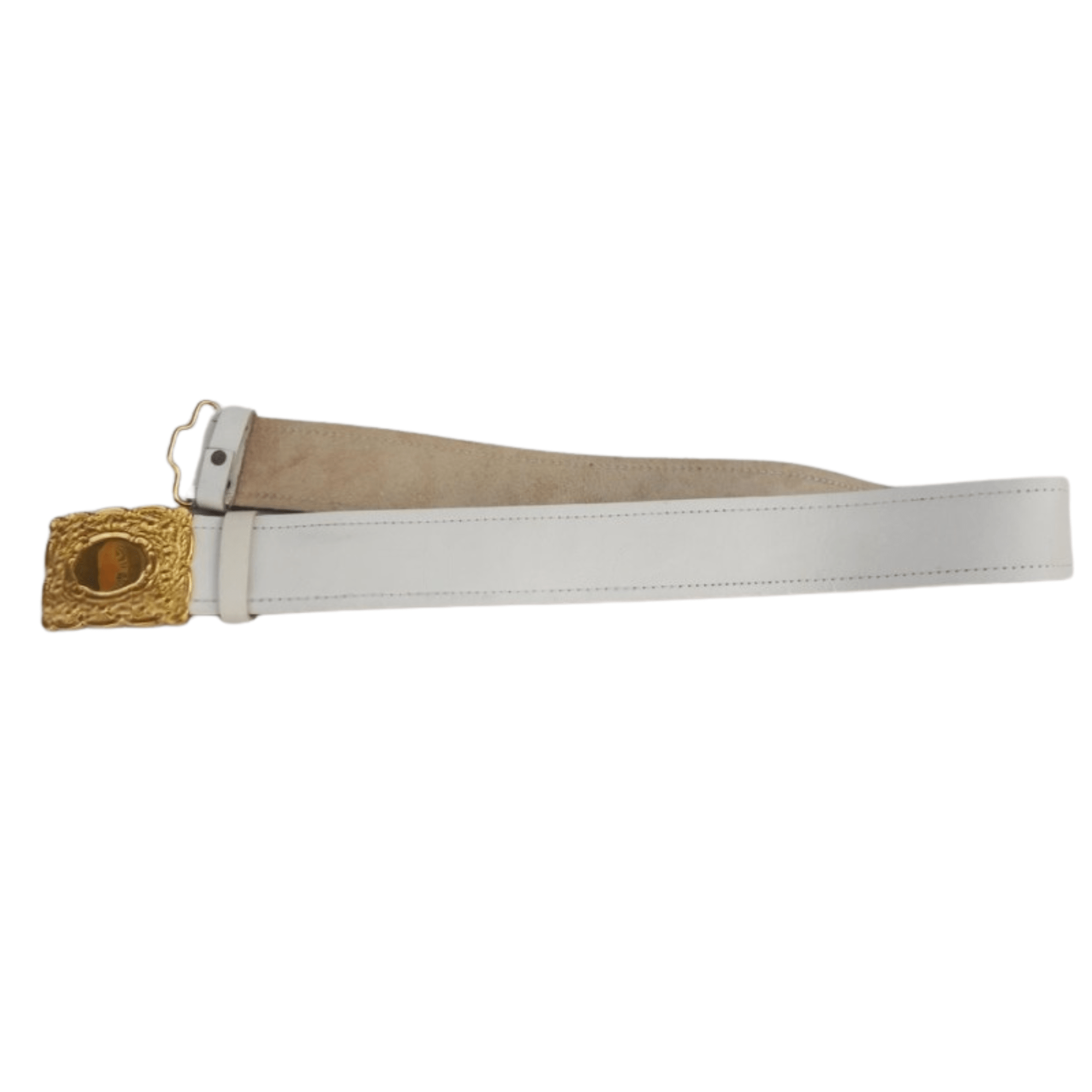 Plain Kilt Belt In White Leather
