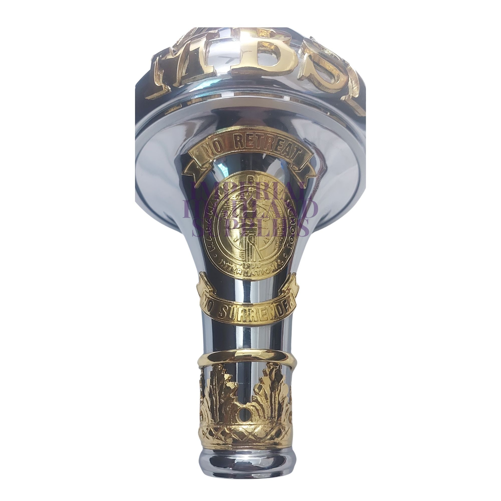 Custom Made Drum Major Mace Stave With Scrolls & Crown Top - Imperial Highland Supplies