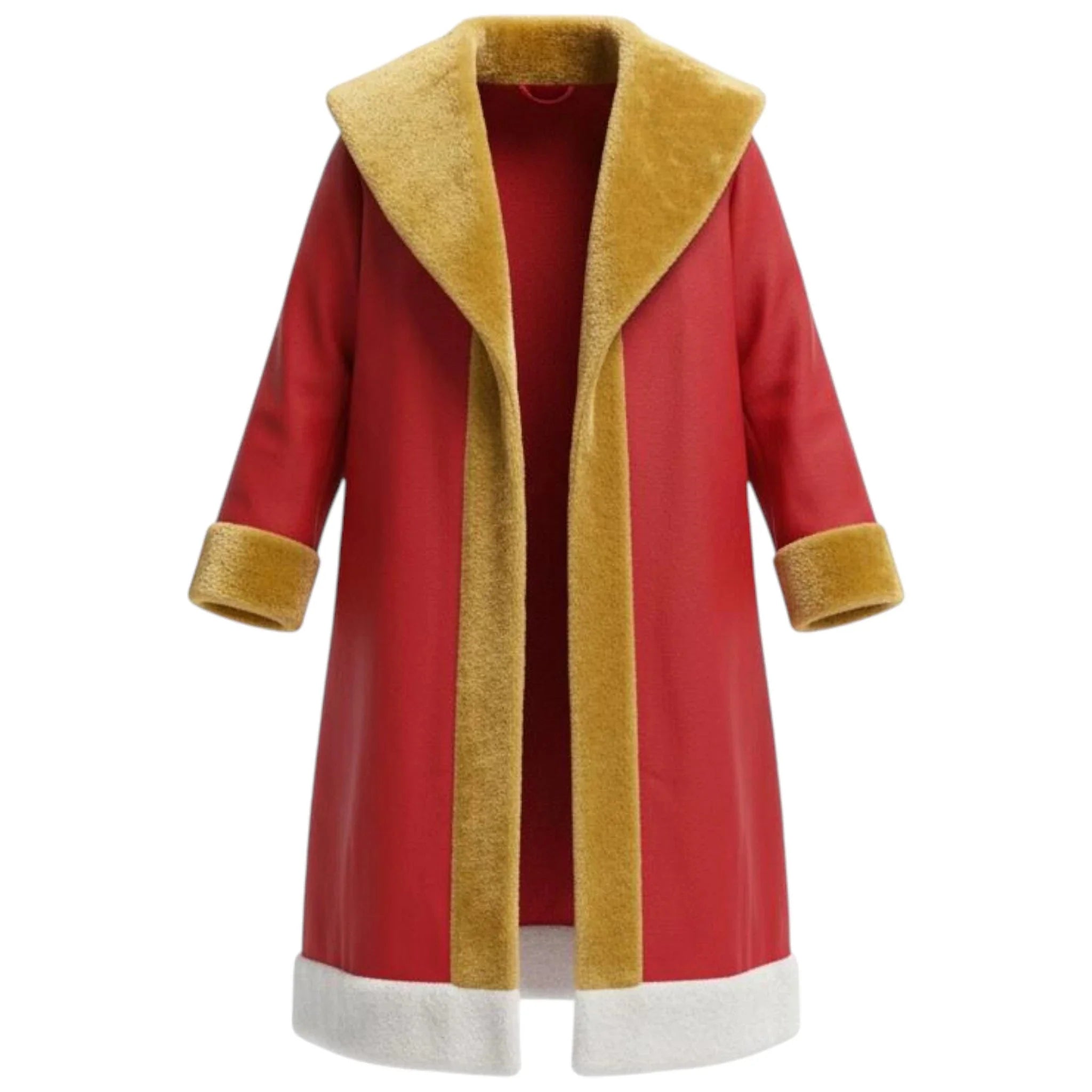 Customize Santa Claus Long Fur Leather Jacket Christmas Red Coat Faux Fur - Imperial Highland Supplies