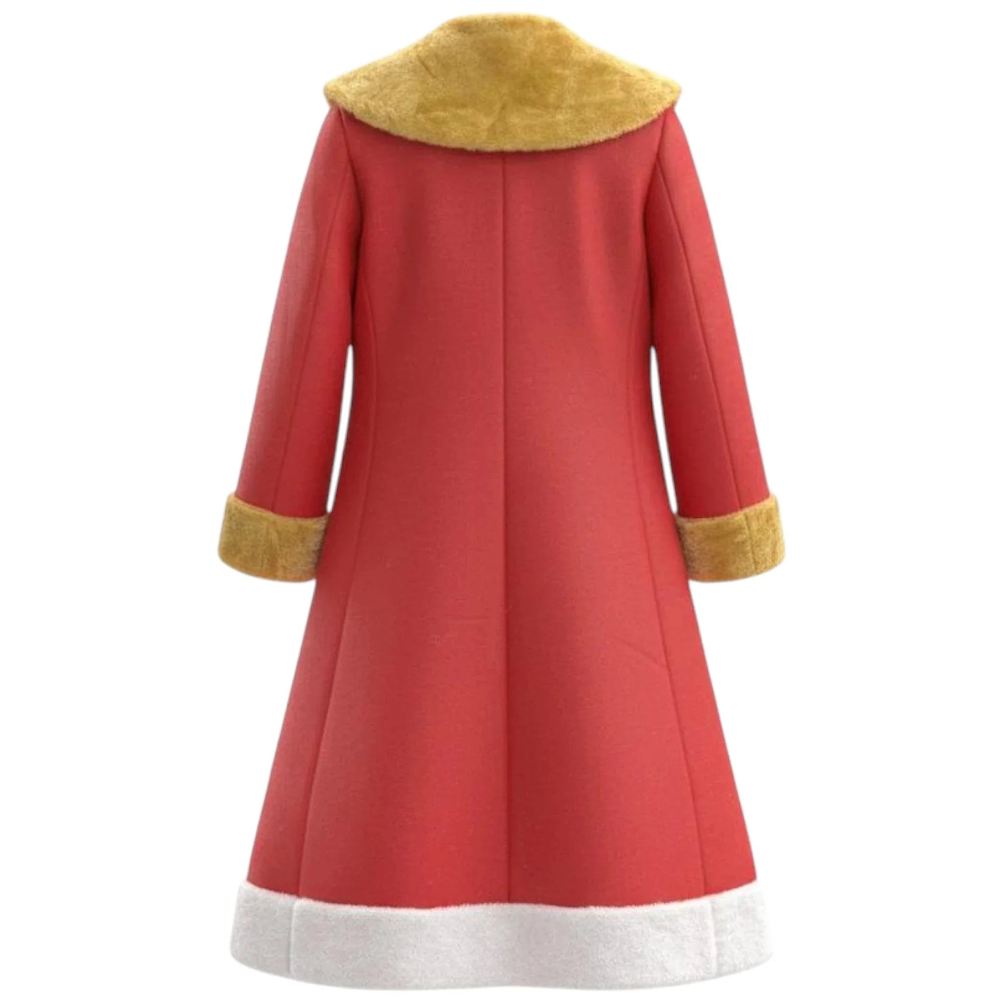 Customize Santa Claus Long Fur Leather Jacket Christmas Red Coat Faux Fur - Imperial Highland Supplies