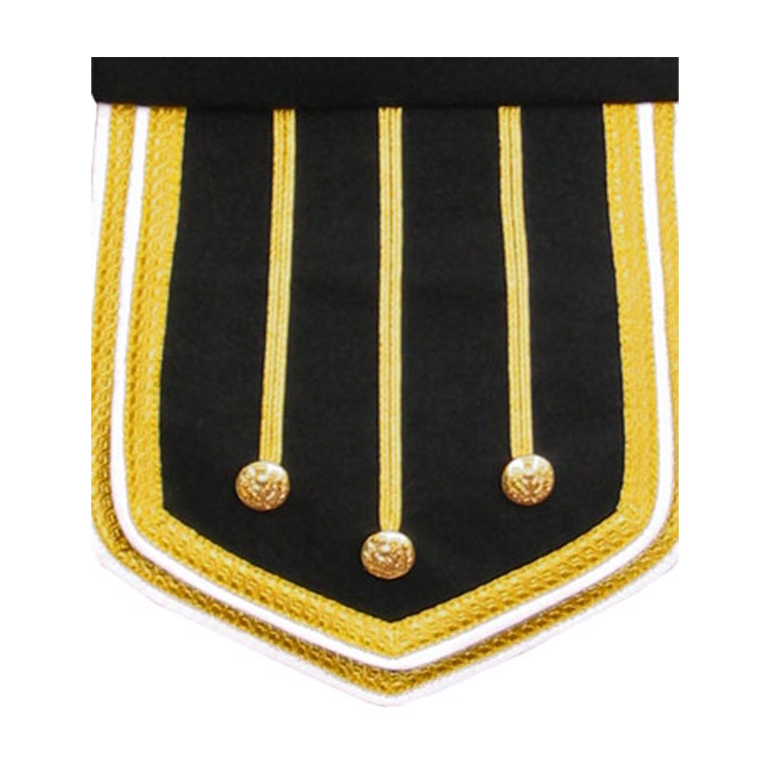 Pipe Band Doublet Black With Gold Braid And White Piping - Imperial Highland Supplies
